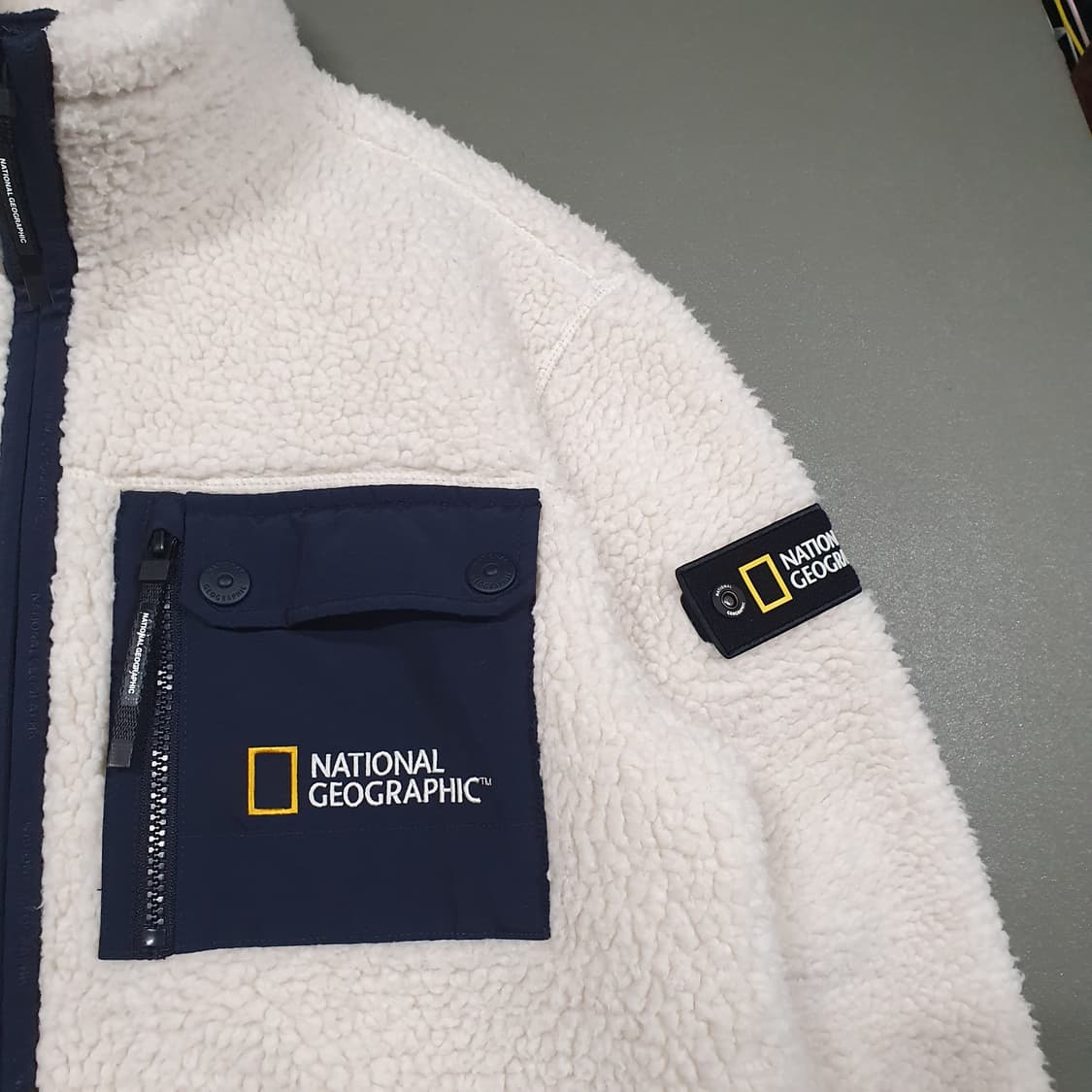 M) 내셔널지오그래픽 신형 헤러 플리스 양털 후리스 집업 자켓 화이트 상품이미지4