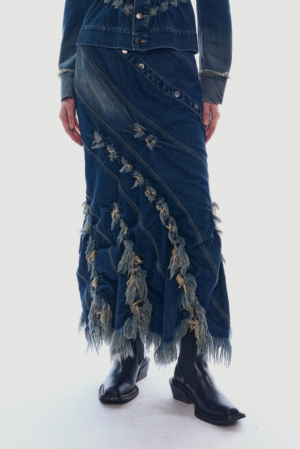 [S] 폰더럴 RAVEL 스모크 데님 스커트 상품이미지1