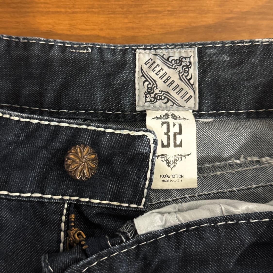 Greenbanana 골든 화이트 스티치 바이크 데님팬츠 32  상품이미지6