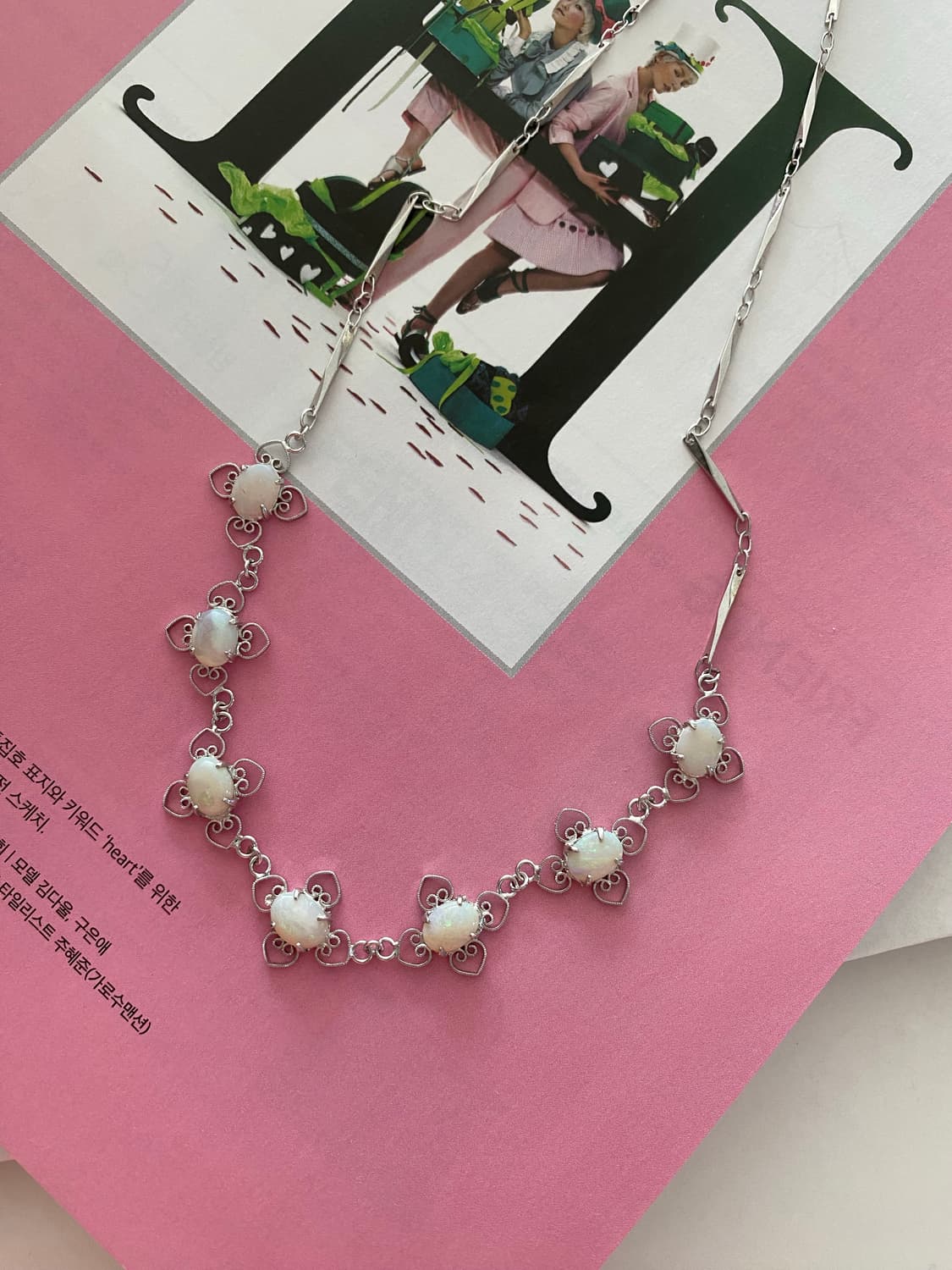 오팔빛 스톤 목걸이 y2k 빈티지 주얼리 상품이미지1