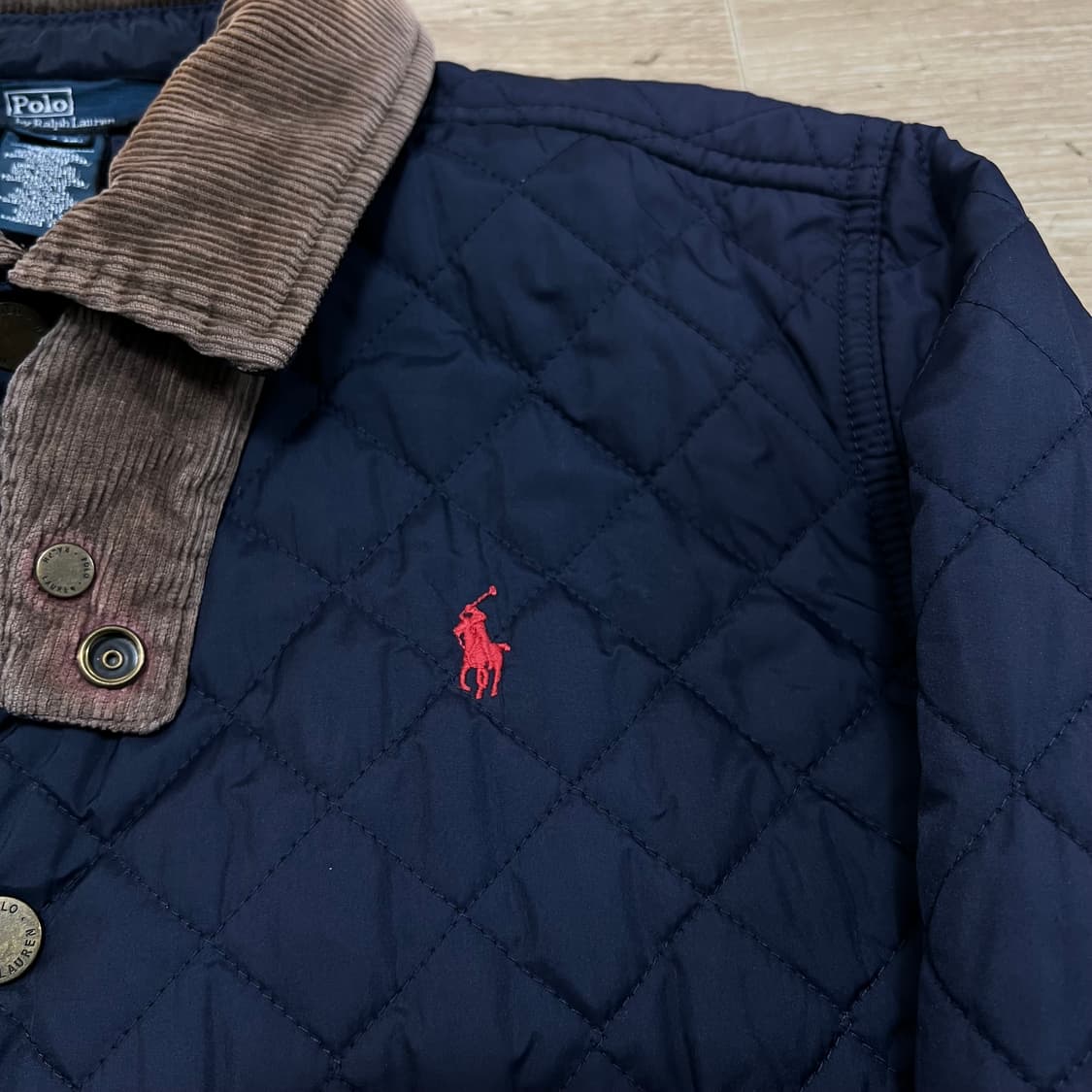 폴로 랄프로렌 보이즈 스몰포니 코듀로이 카라 퀼팅자켓 [네이비] L 상품이미지4