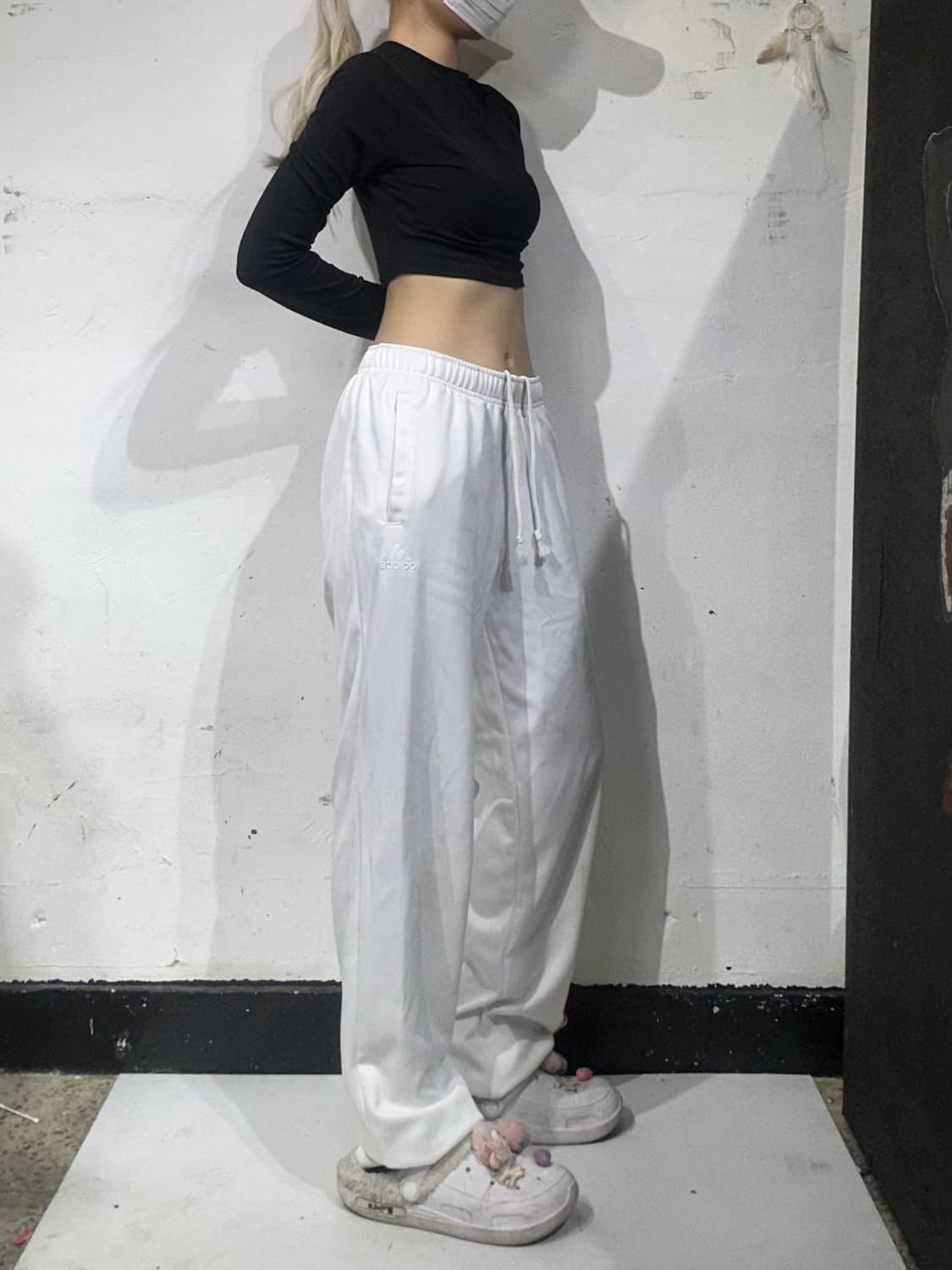 아디다스 화이트 골드 빅 로고 와이드 팬츠 M 상품이미지2