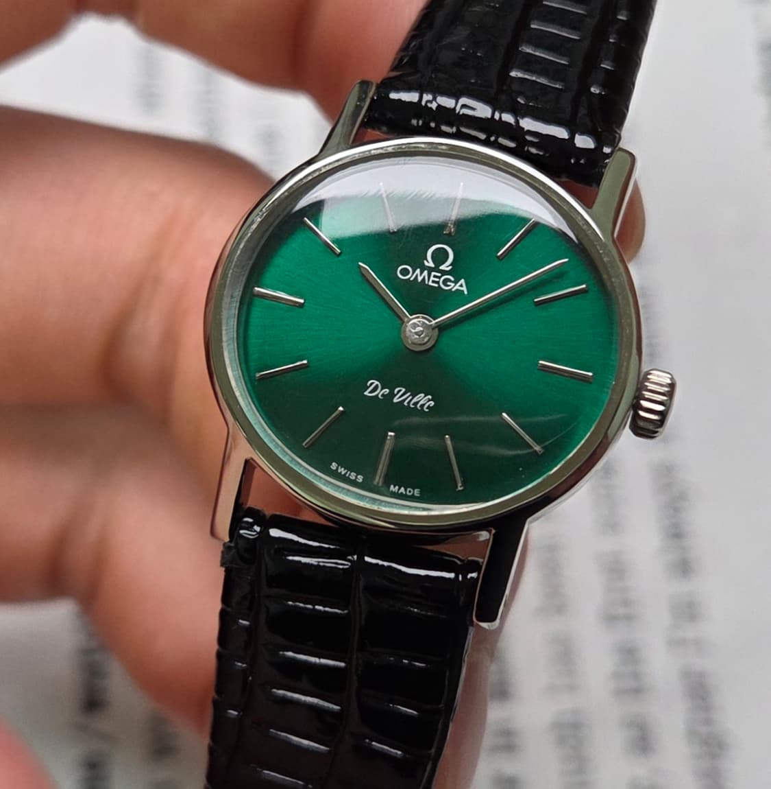 빈티지 오메가 드빌 그린 가로타원형 수동 메커니컬 여성용 상품이미지3