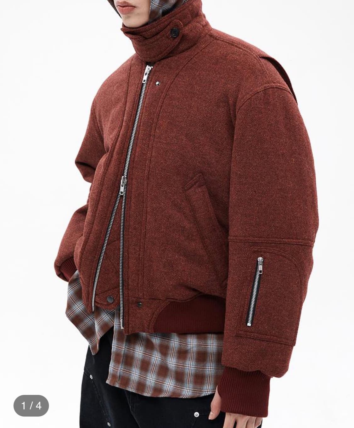 [HALEINE] 3D PADDED WOOL BLOUSON BURGUND 상품이미지5