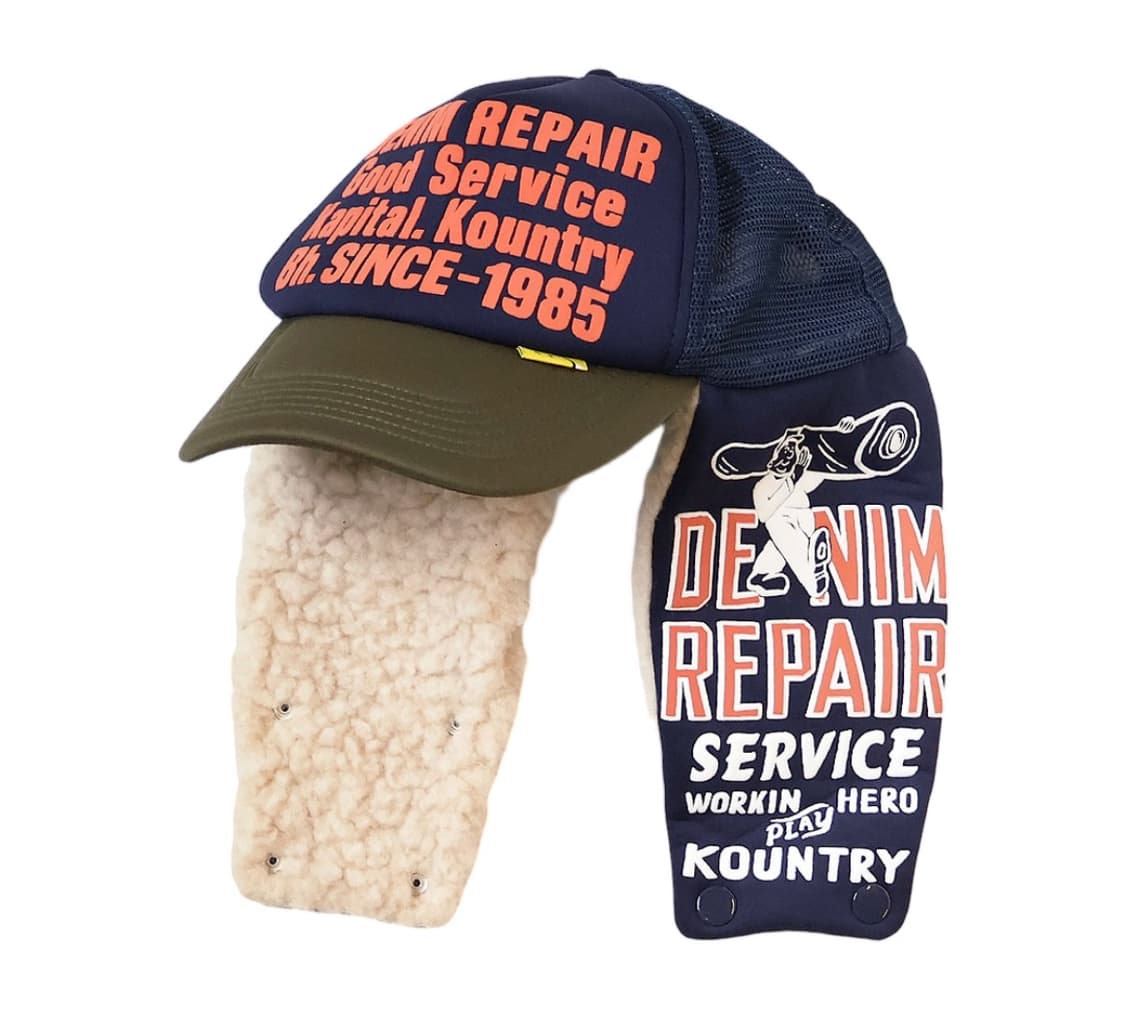 캐피탈 데님 리페어 서비스 럼버 트럭 캡 네이비 카키 상품이미지1