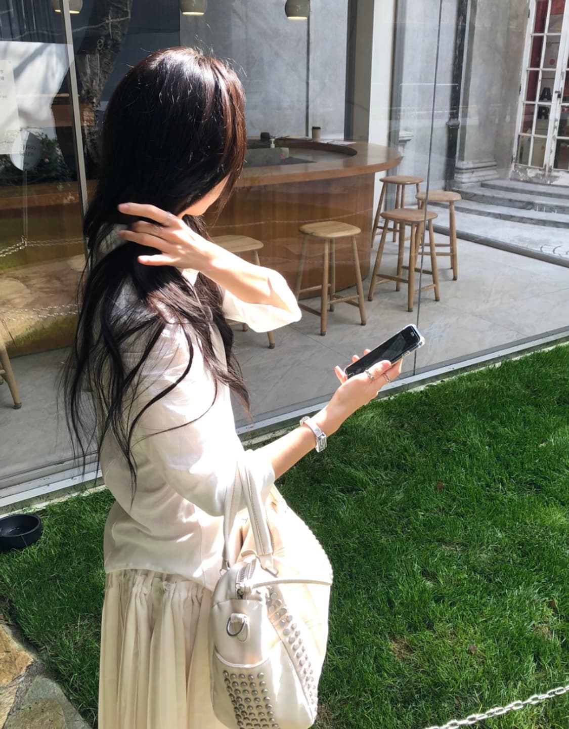 stud bag 스터드 숄더백 아이보리 상품이미지5