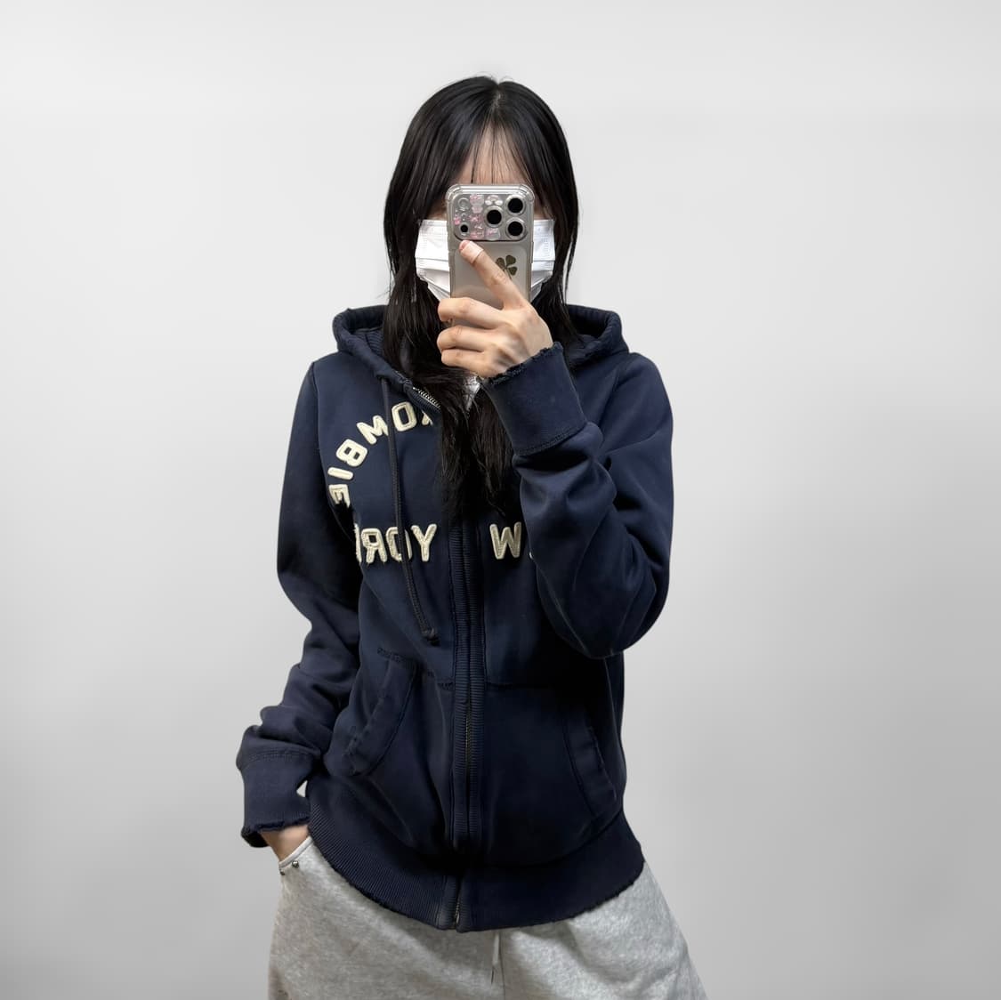 아베크롬비 아치 로고 후드집업 네이비 상품이미지1