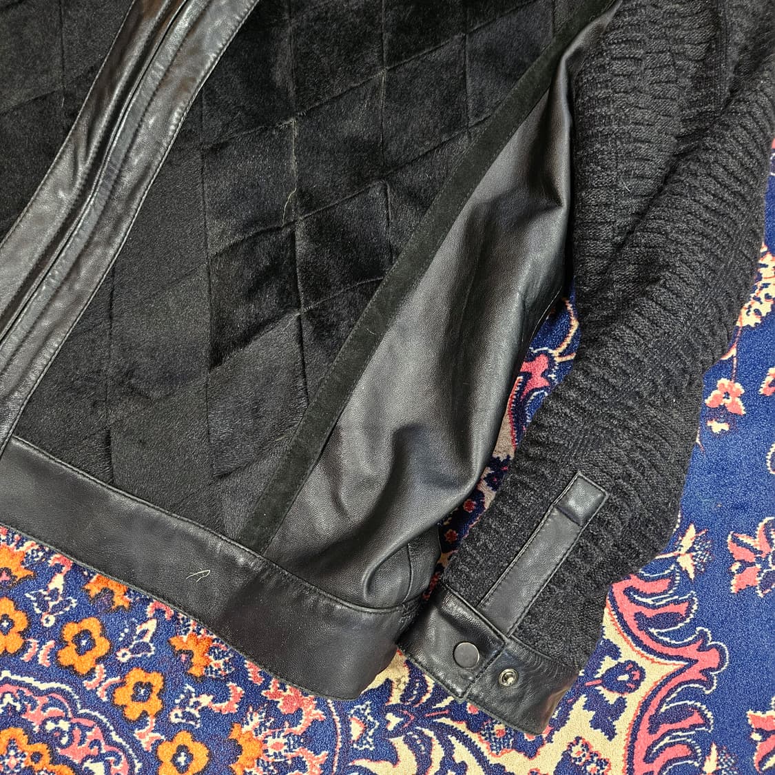 헨드메이드 램스킨 니트 레이어드 다이아몬드 스웨이드 양가죽자켓 상품이미지6