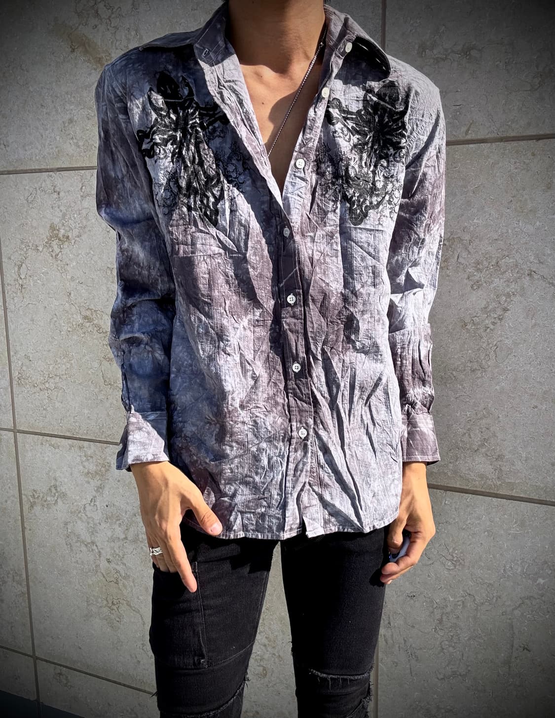 “Vintage”00’s V-Kei Cross& Wings Print S 상품이미지2