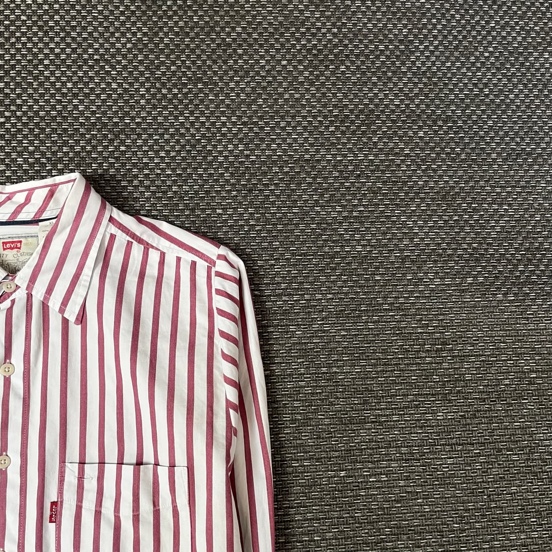 리바이스 핑크 화이트 스트라이프 원포켓 긴팔 셔츠 XL 상품이미지3
