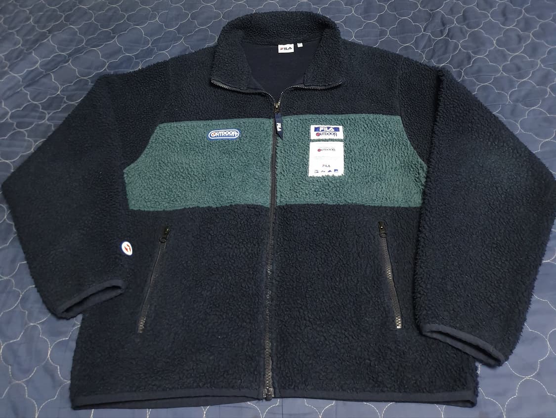 (협업제품)아웃도어프로덕츠x휠라 보아 플리스 집업자켓 네이비 그린 (M) 상품이미지1