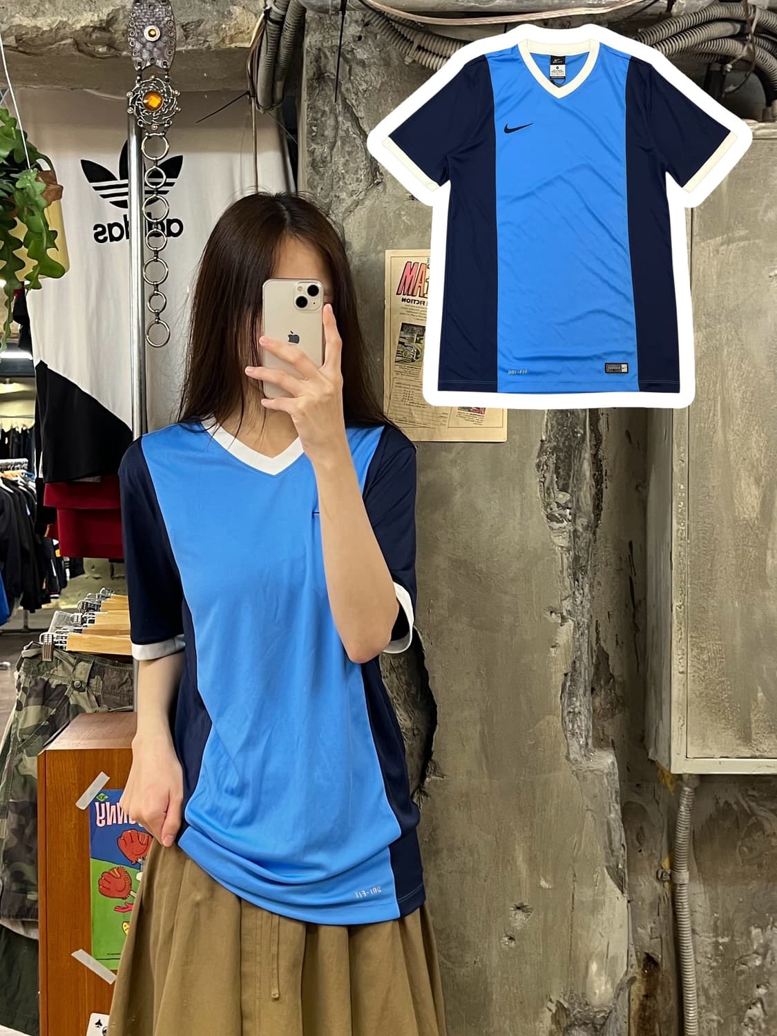 나이키 브이넥 DRI-FIT 기능성 반팔티 M 블루 #csz629 상품이미지1