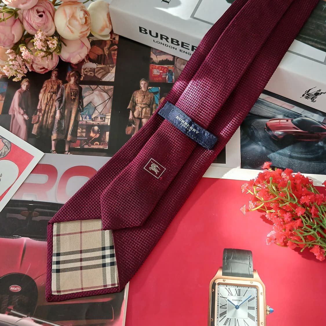 버버리 실크 버건디 텍스처 넥타이 9.5cm B등급 A19056
 상품이미지4