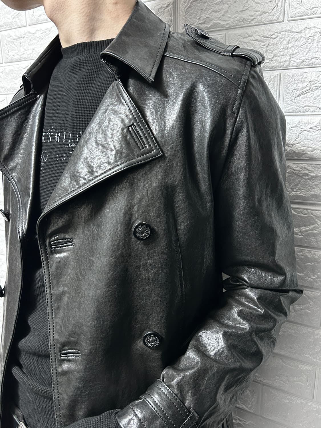 램스킨 레더 더블 코트 상품이미지2