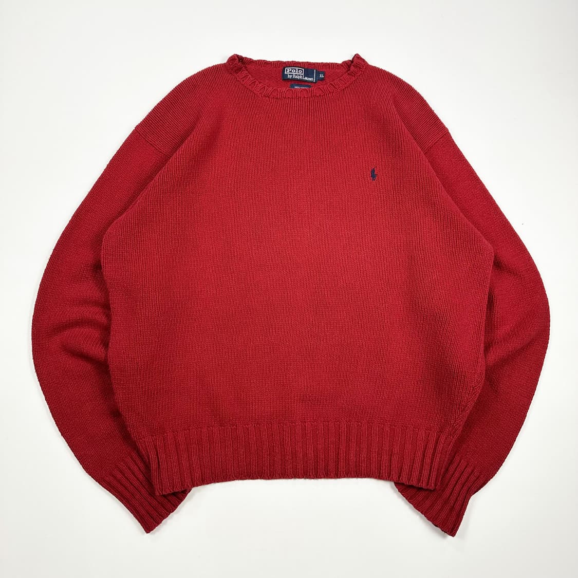 폴로 랄프로렌 포니 레드 코튼 니트 (XL) 상품이미지2