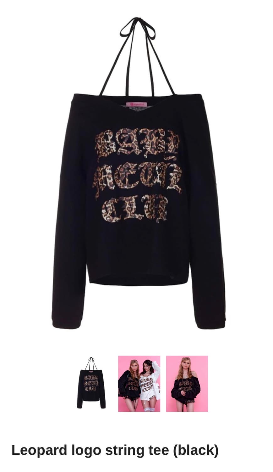 베이비메탈클럽베메클babymetalclub 레오파드 로고 오프숄더 티 상품이미지1