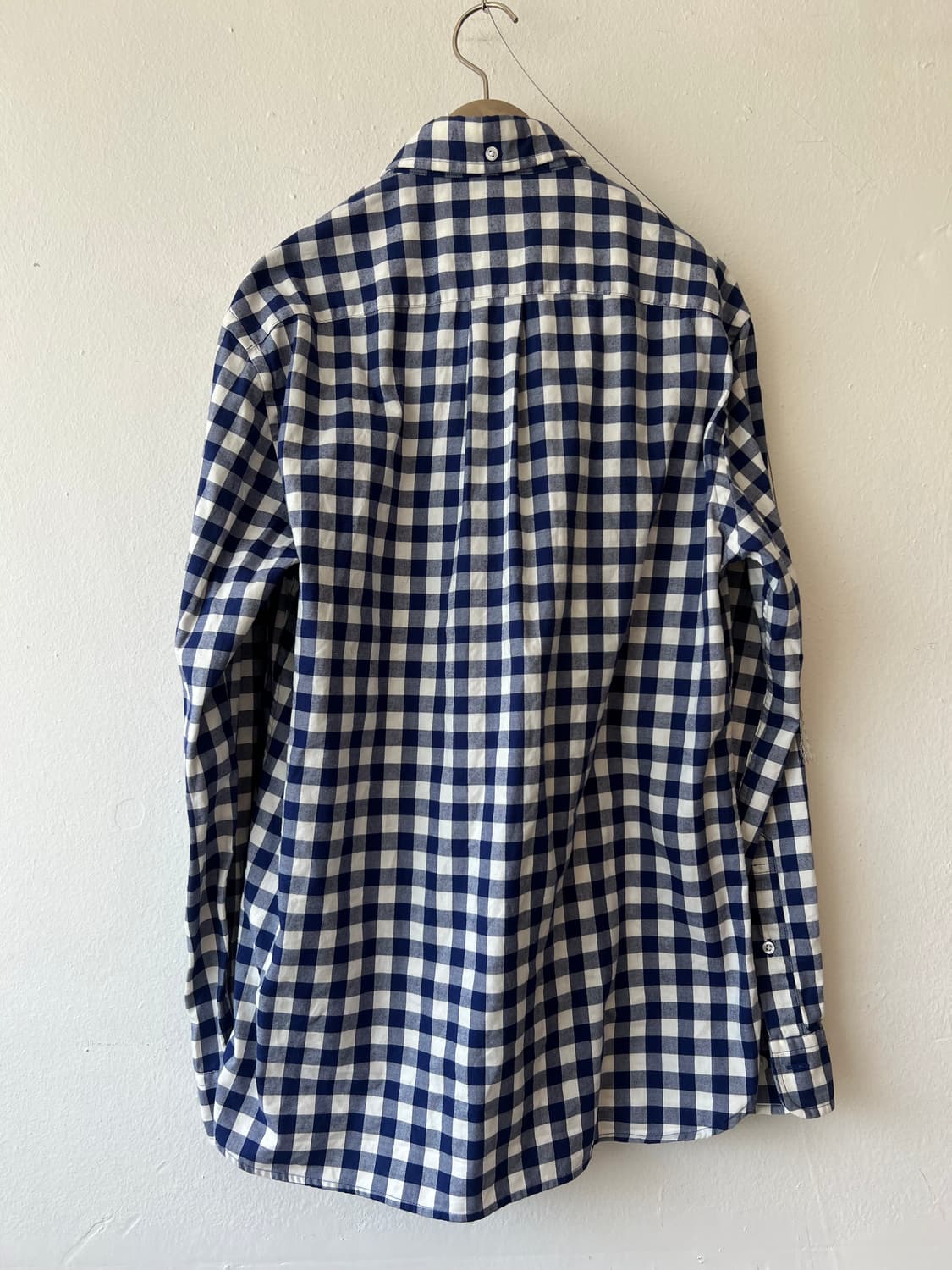 브룩스브라더스 남성 네이비 깅엄체크 코튼긴팔셔츠 상품이미지3