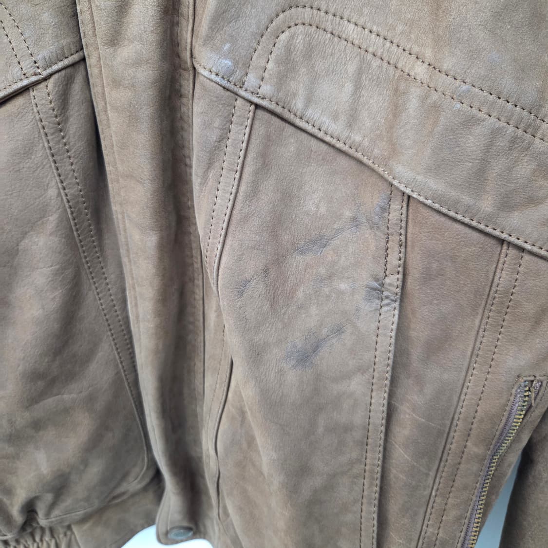 브라운 가죽 봄버 자켓 남L 상품이미지3