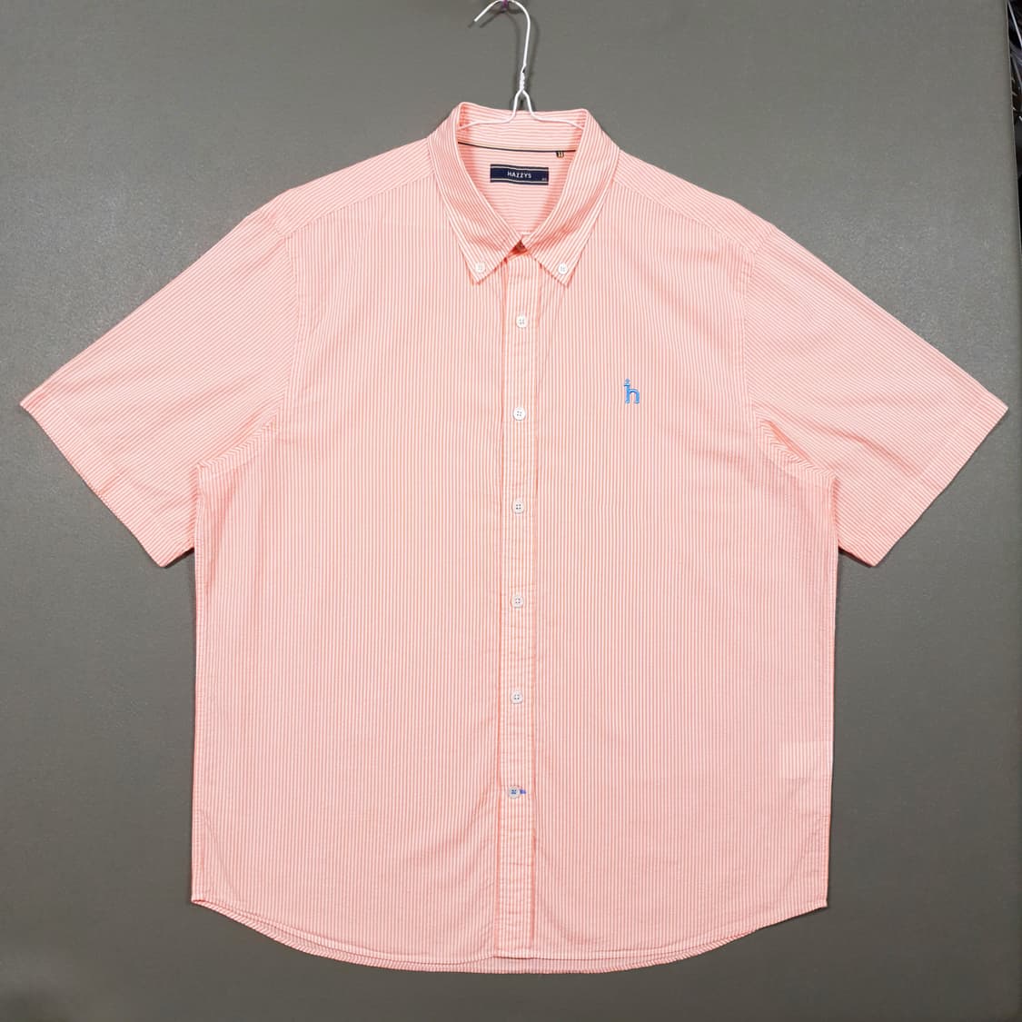 XL) 헤지스 신형 22ss 버튼다운 스트라이프 캐주얼 코튼 반팔 셔츠 상품이미지3