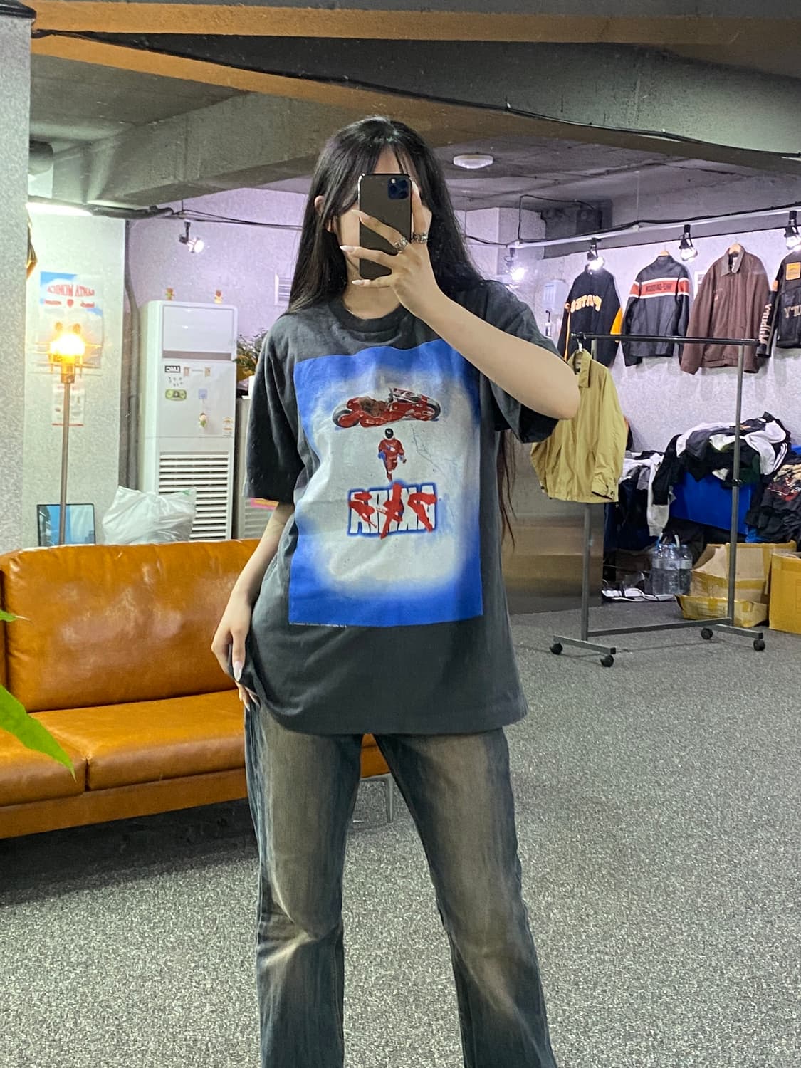 빈티지 아키라 오토바이 그래픽 반팔티셔츠B4974 상품이미지1