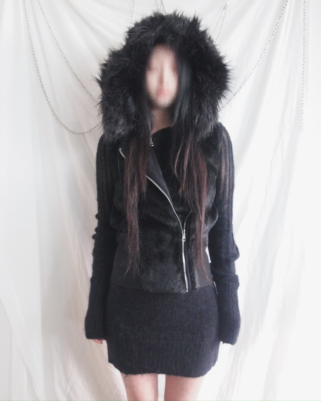 a/x 아르마니 익스체인지 asymmetric 크롭 퍼 후드베스트 상품이미지4