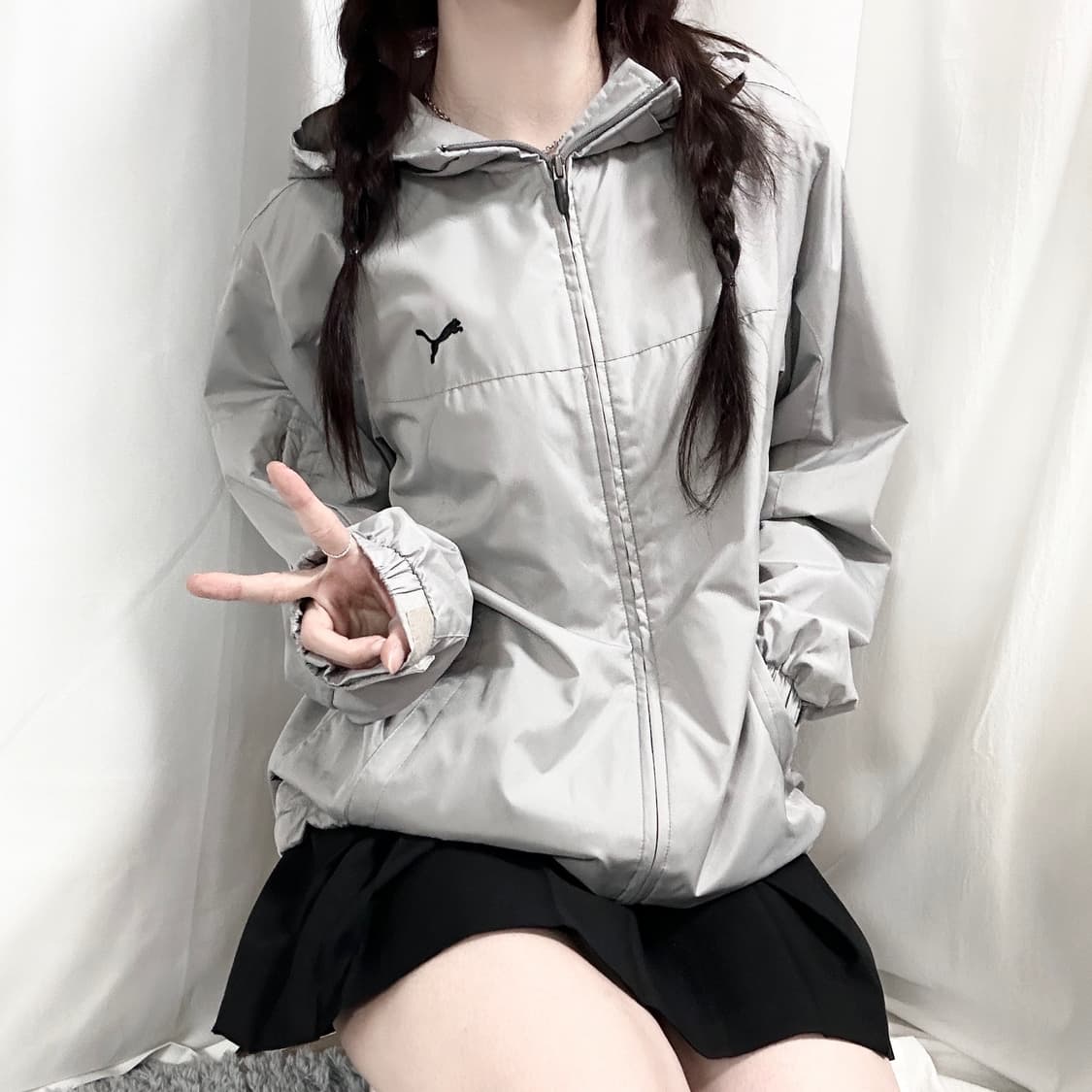 푸마 자수로고 그레이 바람막이 상품이미지1