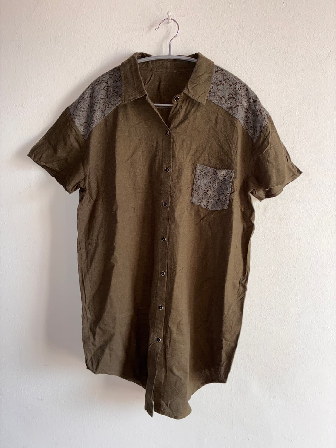Lace Detail Shirt Dress 상품이미지1