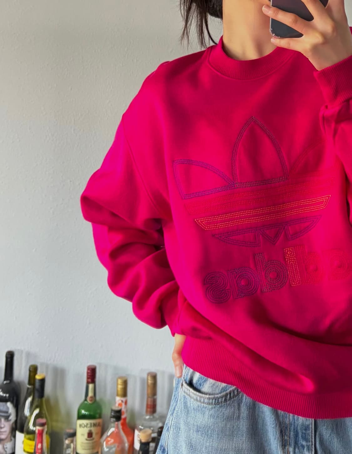 [M-L]아디다스 90s 일본판 빅로고 기모 맨투맨 상품이미지2