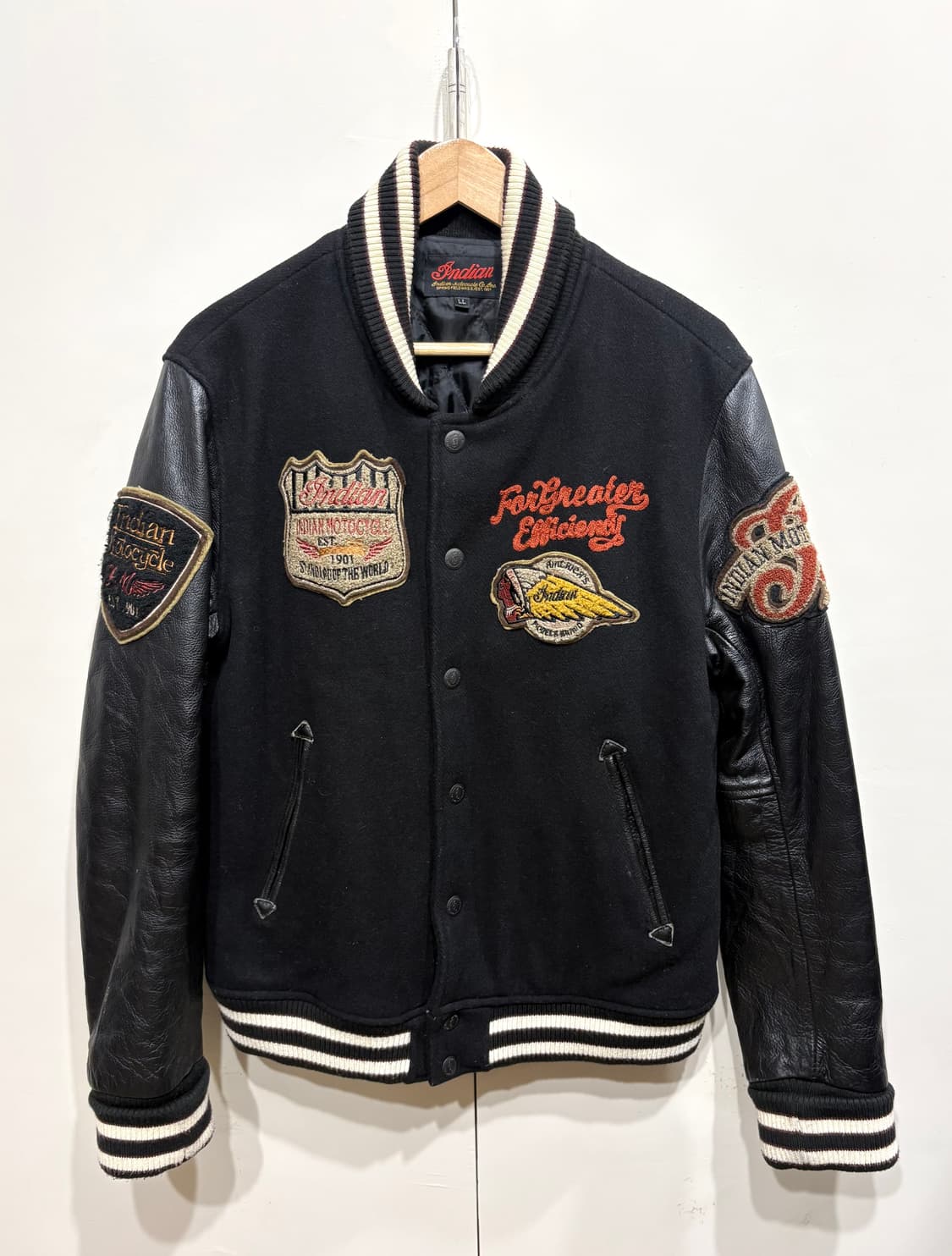 인디안 모터사이클 레더 바시티 자켓 상품이미지1