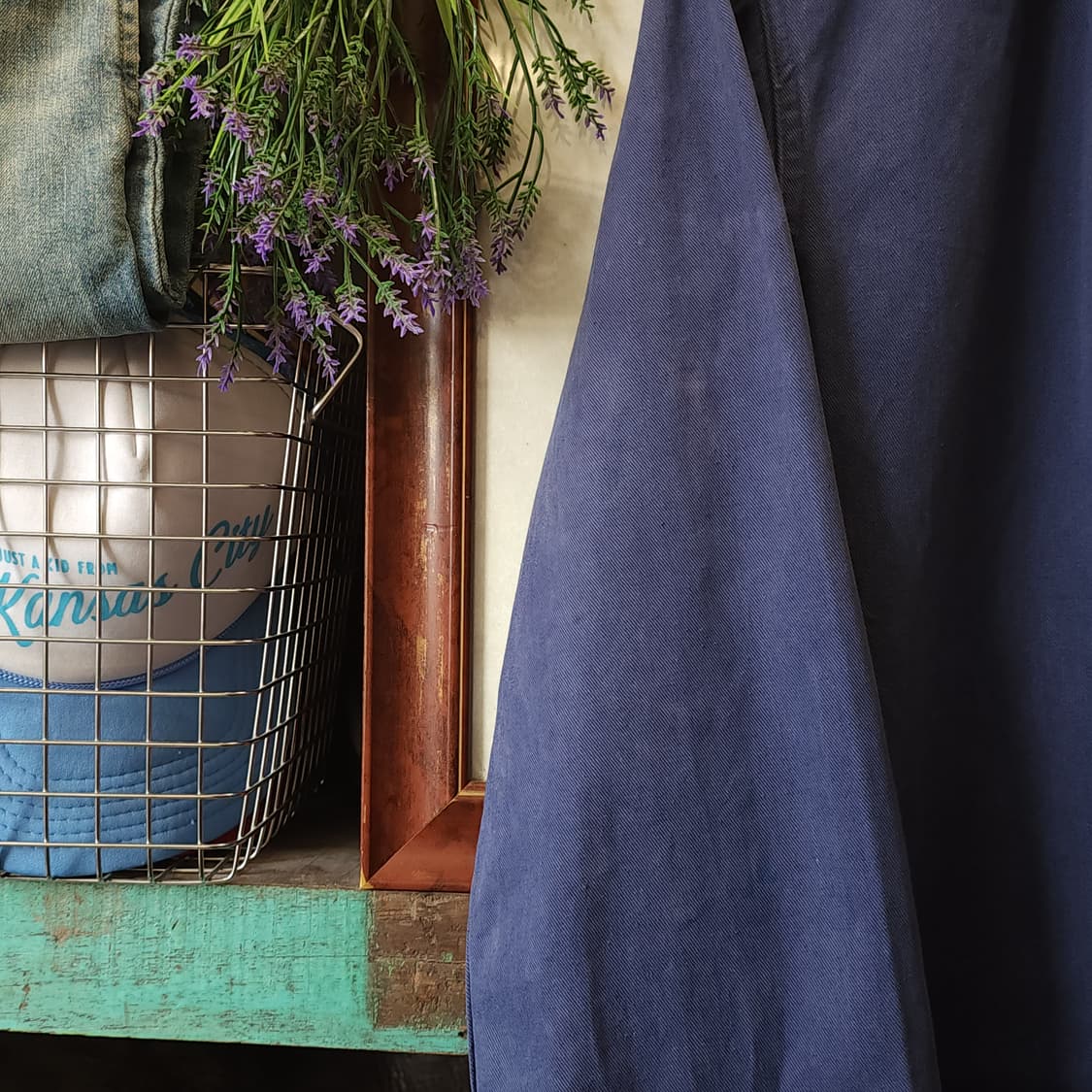 80s 프렌치 워크자켓 프렌치 샵 코트 페이딩 블루 50 상품이미지5