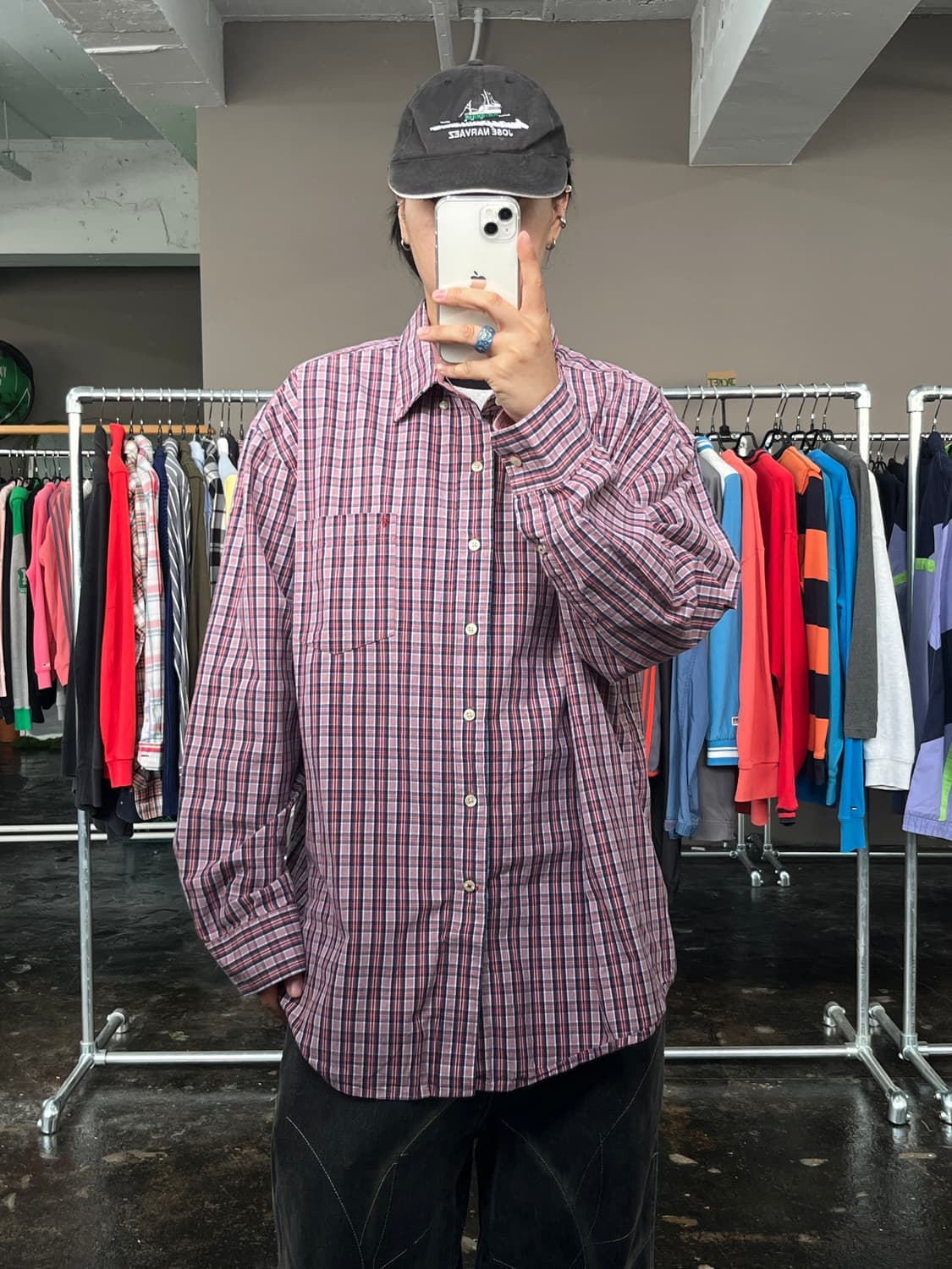 IZOD 오버사이즈 체크 셔츠 상품이미지1