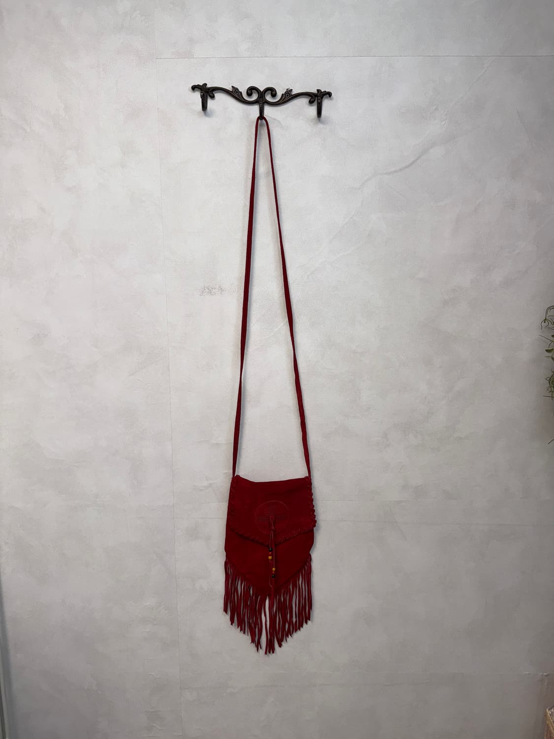 Burgundy suede western fringe cross bag 상품이미지2