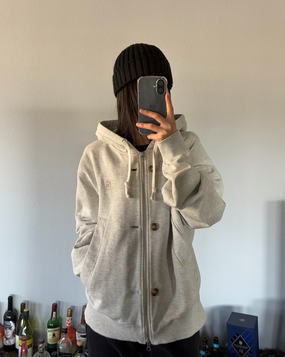 [M]세터 테오 코튼 올 데이 후드 집업 멜란지 아이보리 상품이미지1