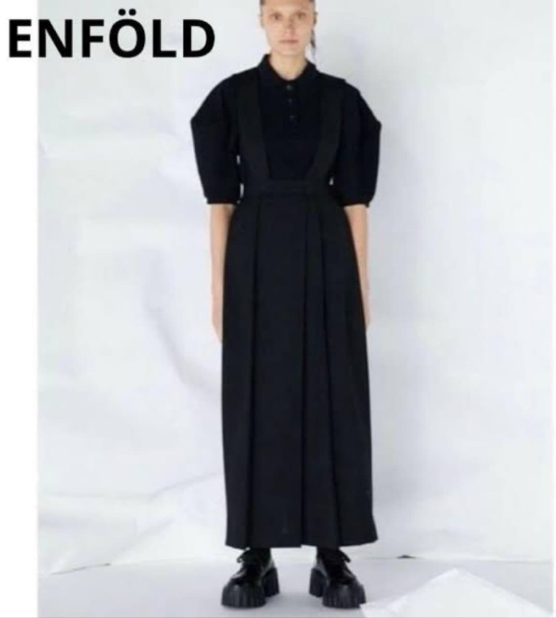 ENFOLD 엔폴드 하드 울 플리츠 점퍼스커트 상품이미지1