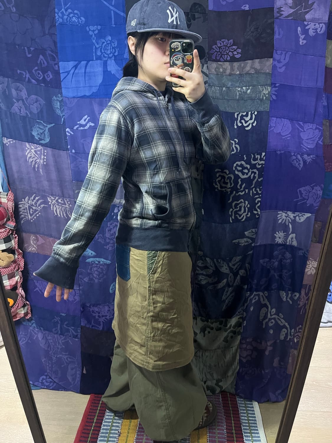 Uniqlo 올드 유니클로 블루 체크 후드집업 상품이미지3