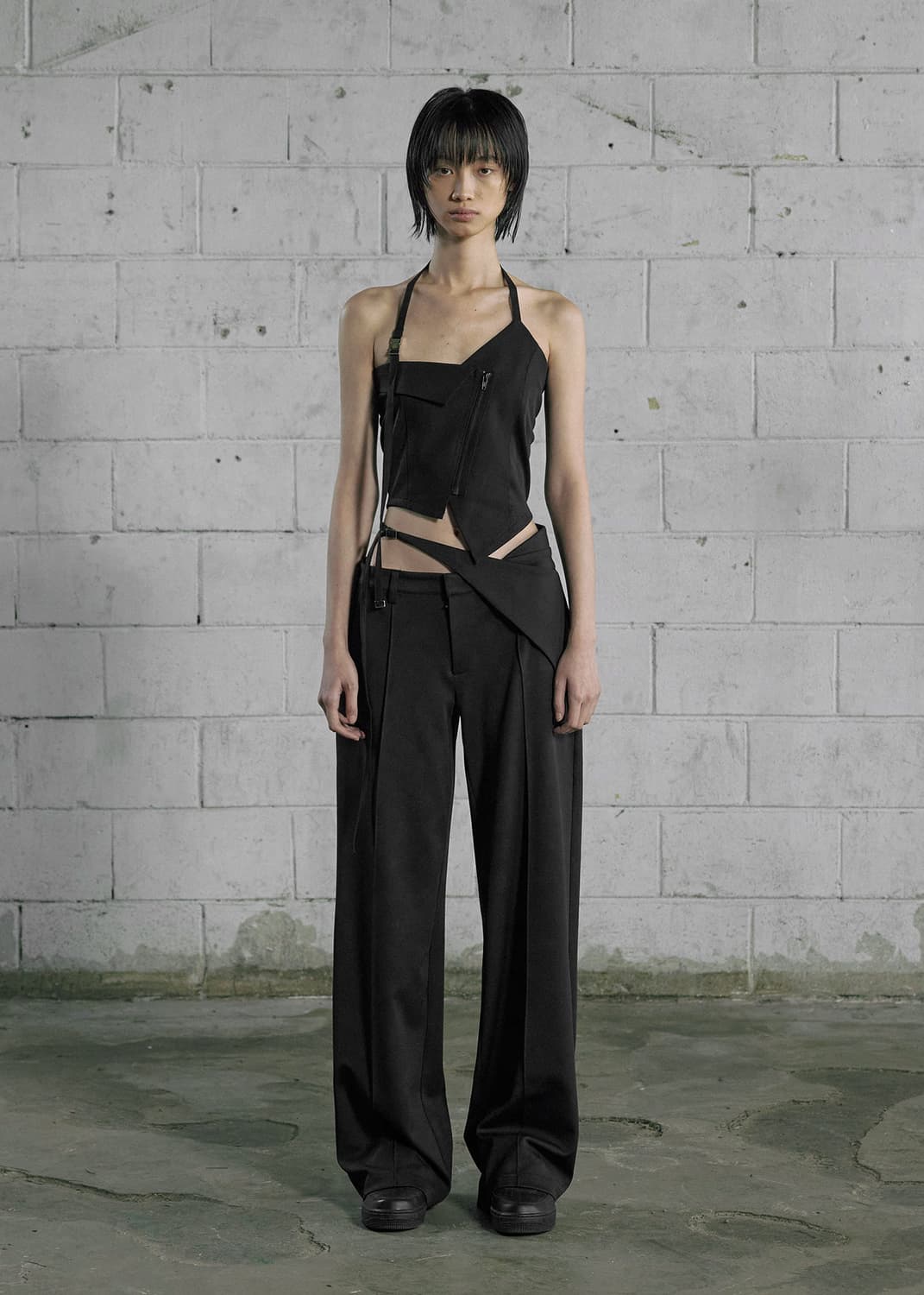 [새상품] 보헤미안서울 보헴서 웨이스트 벨티드 와이드팬츠 슬랙스 블랙 상품이미지1