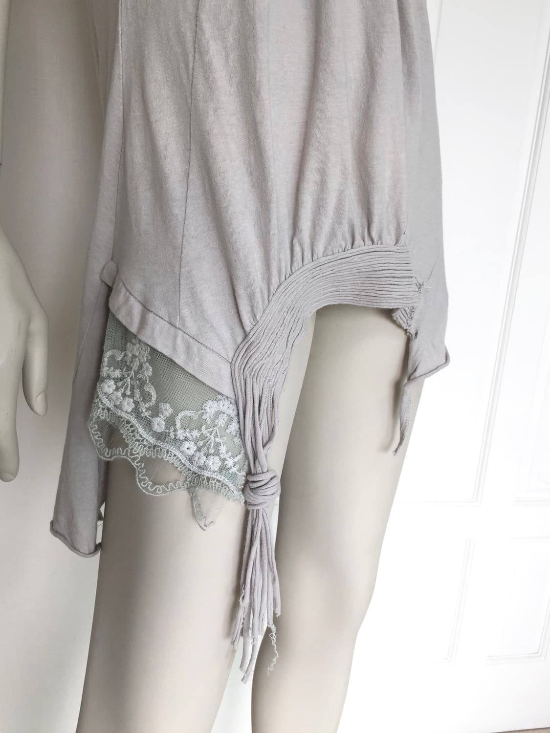 Vintage Crochet Detail Grey Blue Top 상품이미지3