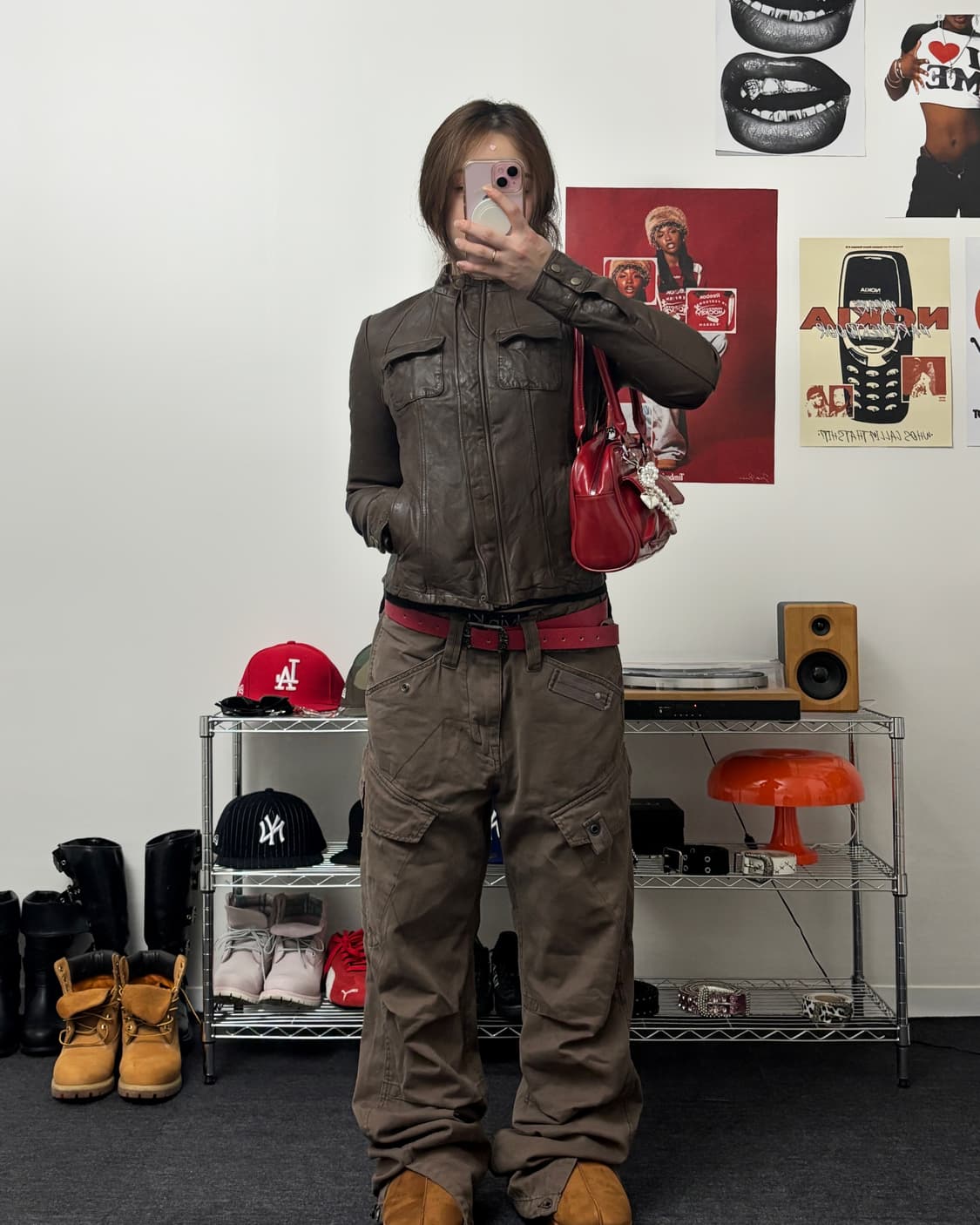 올드 빈티지 브라운 리얼 램스킨 레더 자켓 상품이미지4