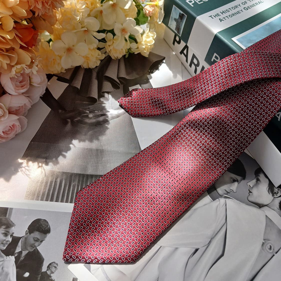 LANVIN 랑방 실크 와인 패턴 넥타이 8.8cm A~B등급 E941 상품이미지4