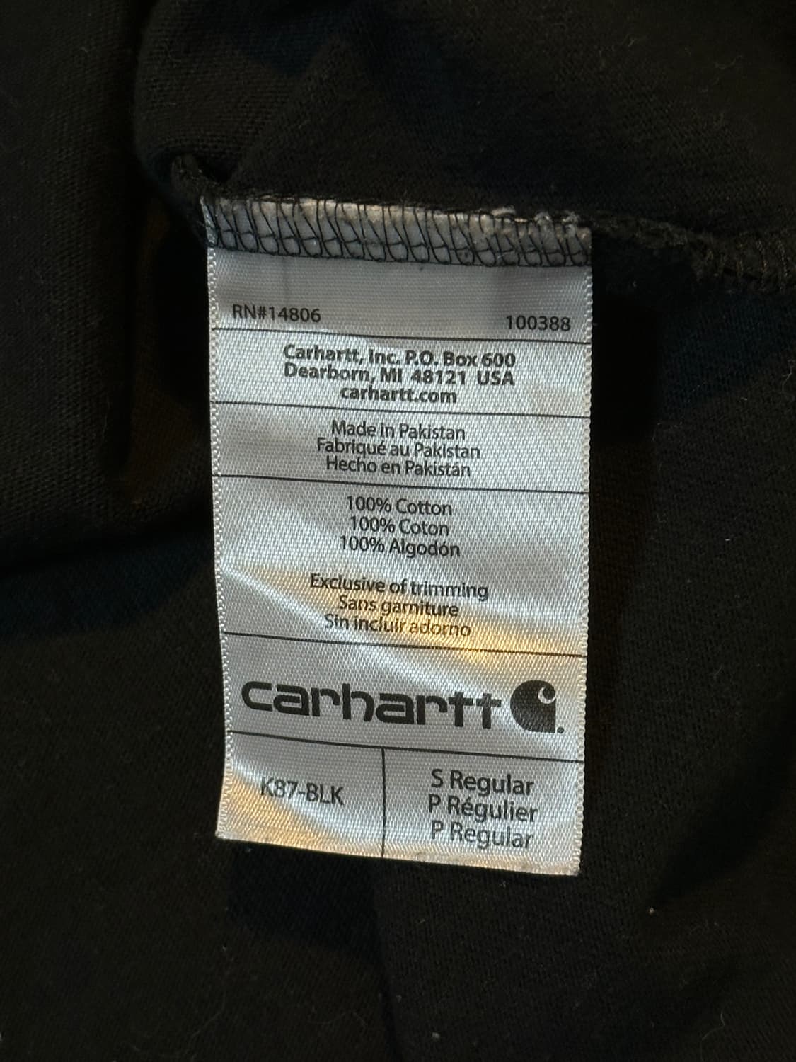 칼하트 CARHARTT 오리지널핏 포켓 반팔 티셔츠 블랙 상품이미지5