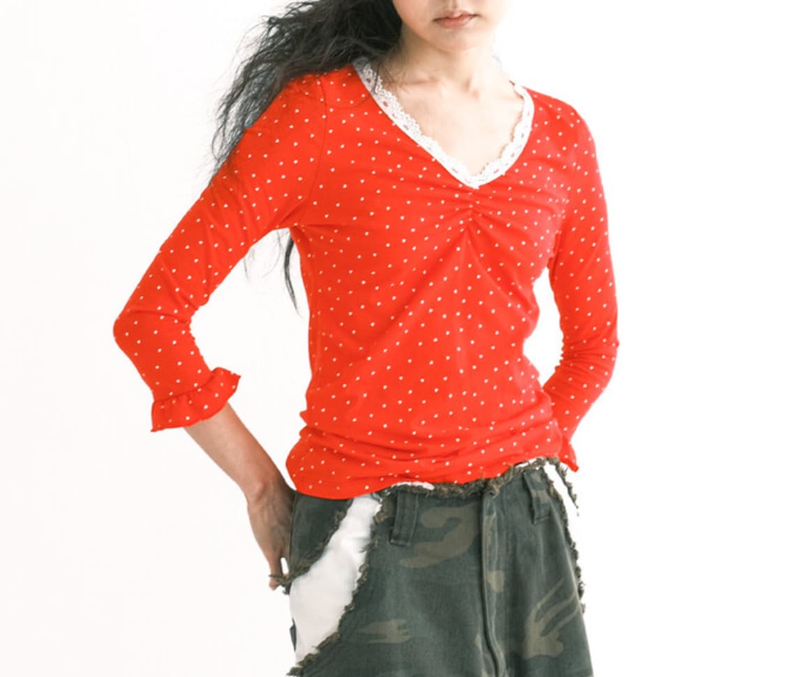 샵페어리 mini heart lace top (red) 상품이미지1