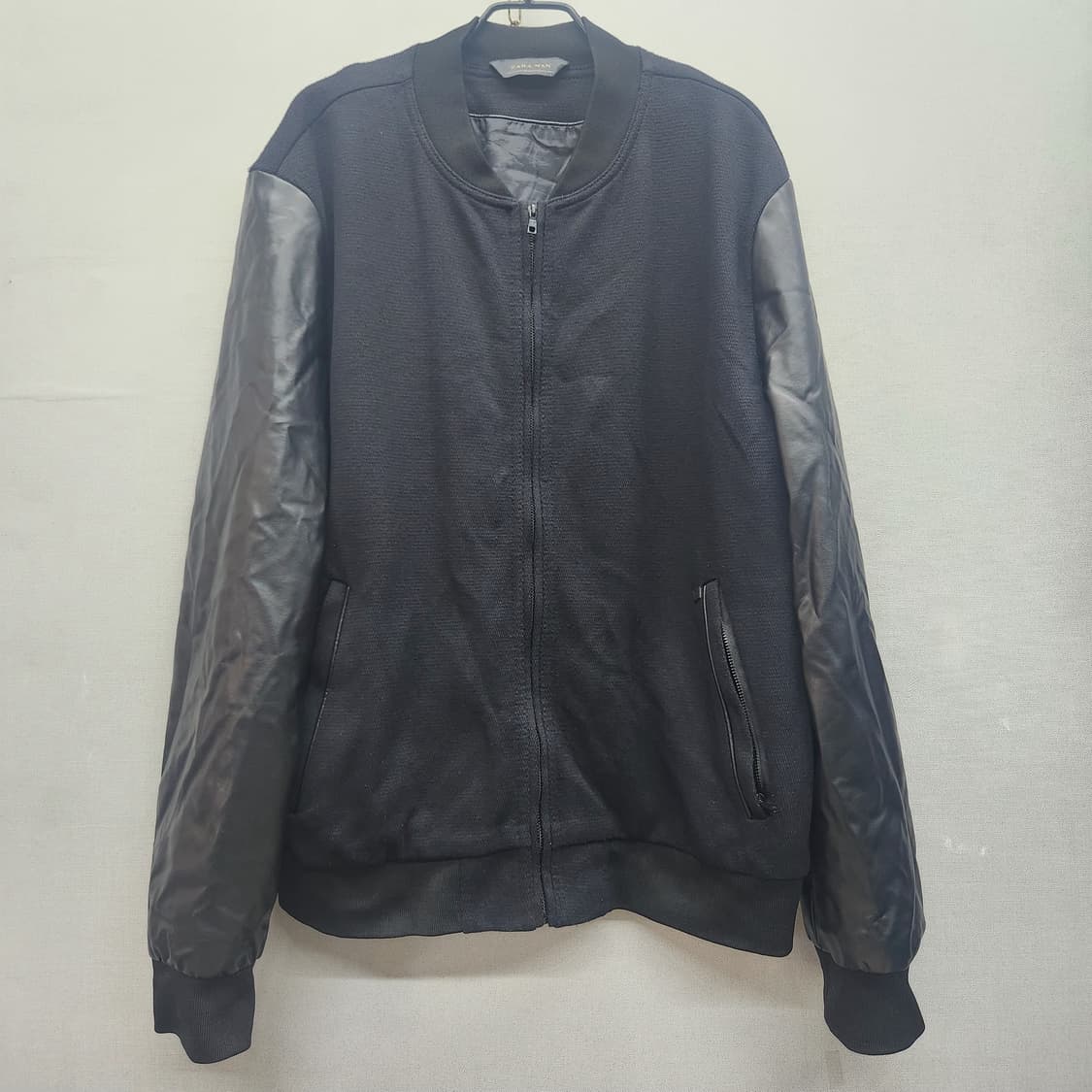 자라 에코 레더 배색 니트 봄버자켓  XL 상품이미지1