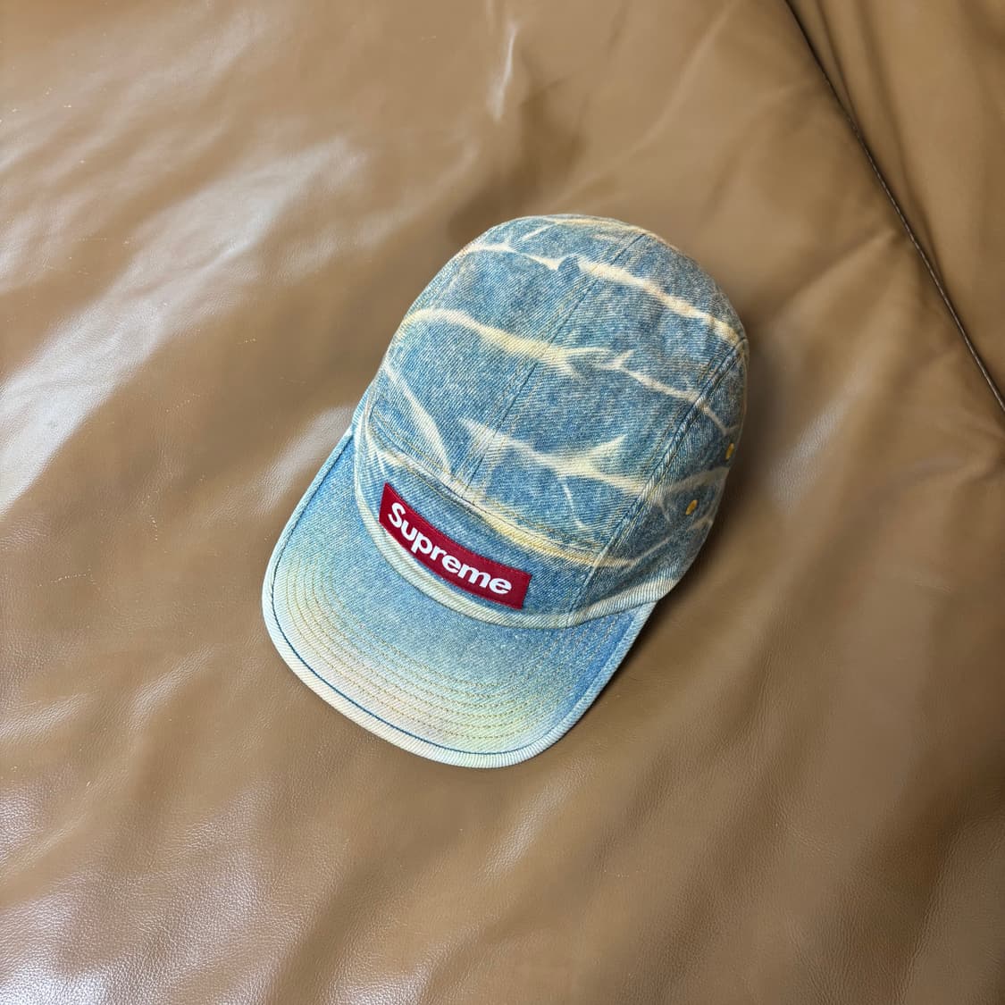 슈프림 캠프캡 모자 박스로고 더티 데님 상품이미지5