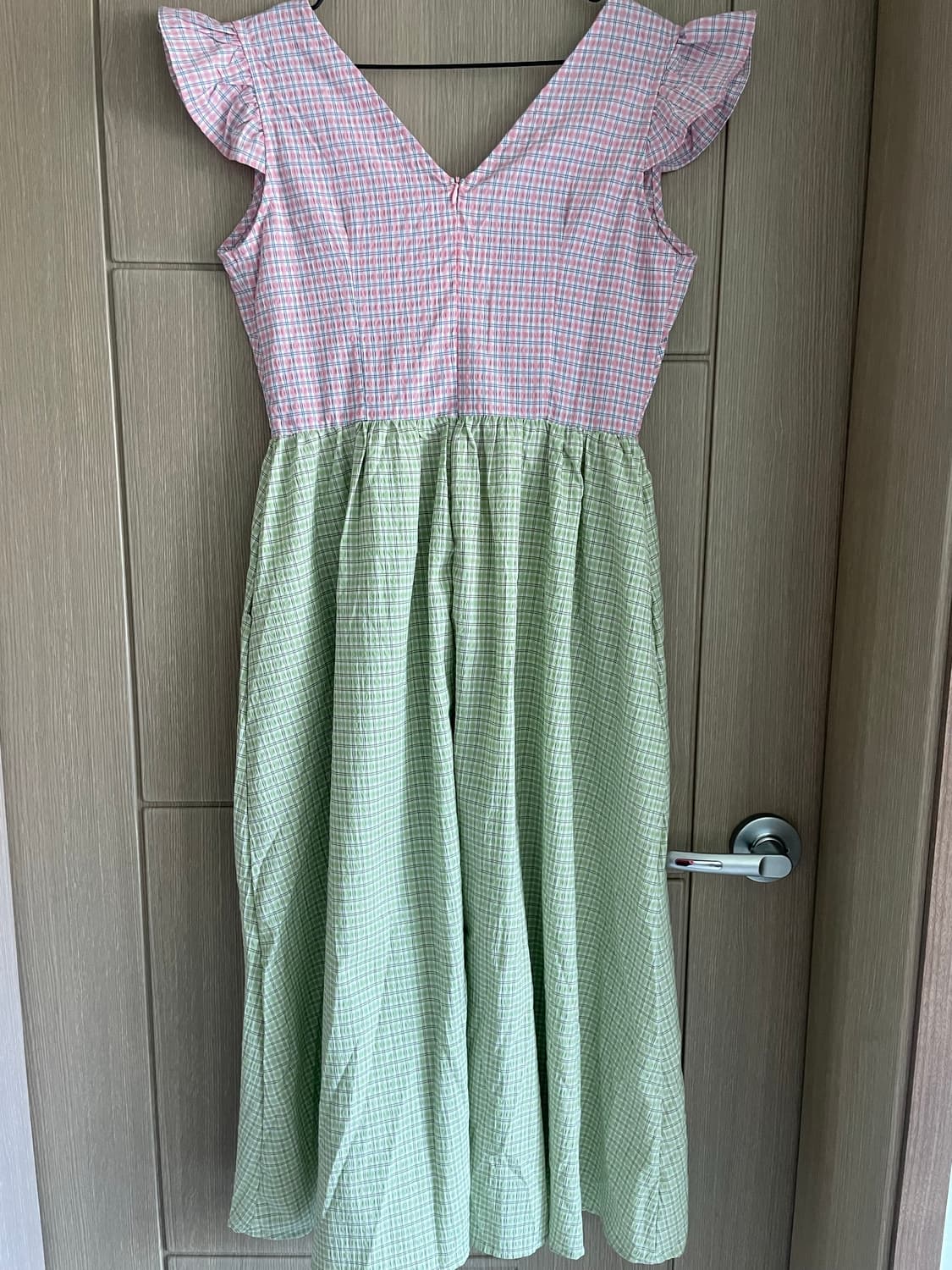 핑크 그린 숲모리 페어리 하구미 체크 원피스 상품이미지4