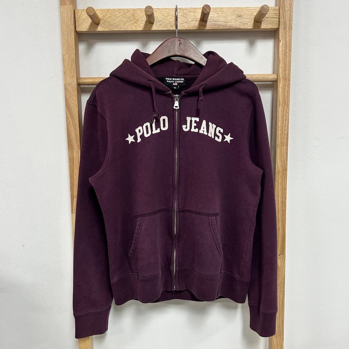 폴로 진스 빈티지 아치로고 버건디 후드집업 상품이미지3
