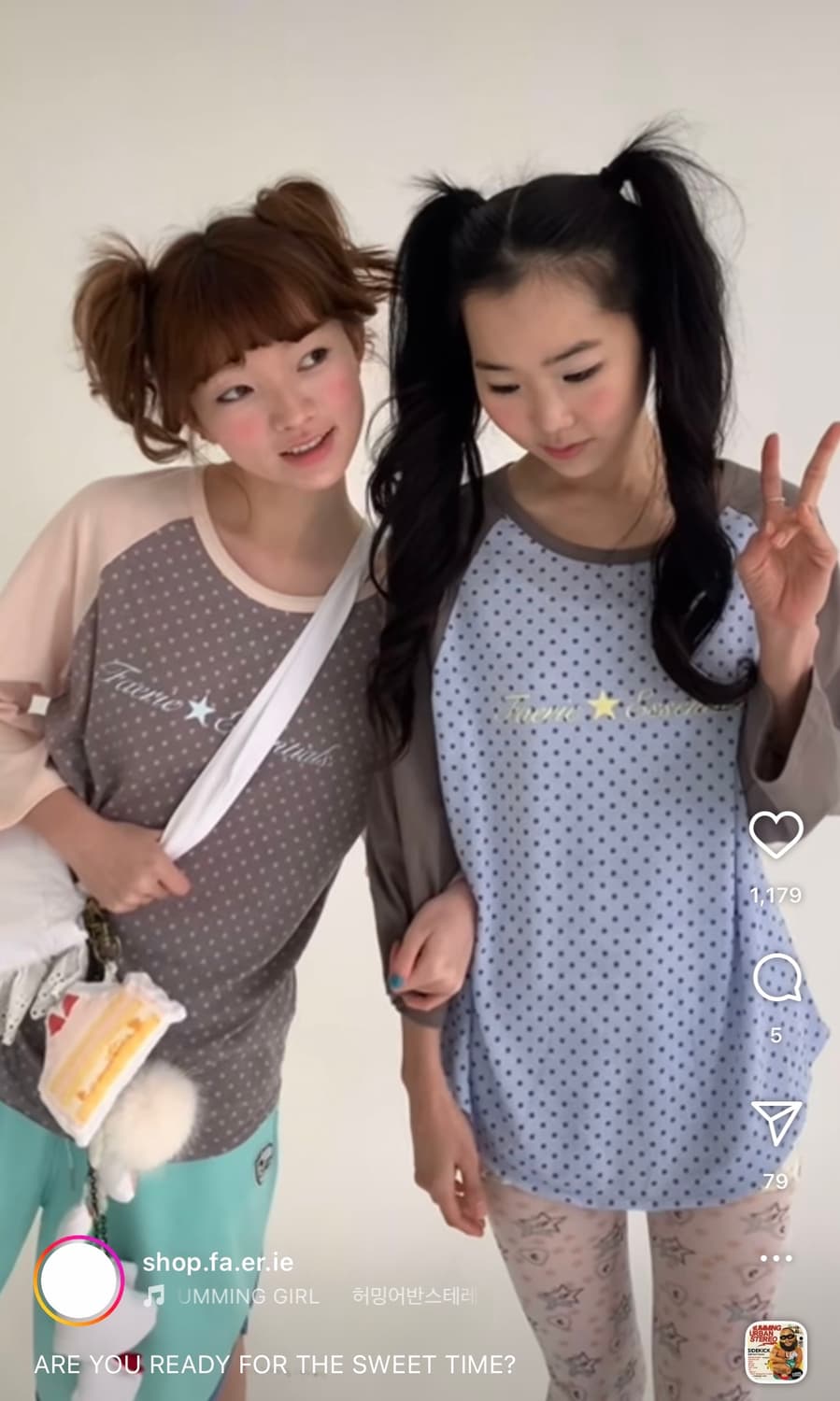 샵페어리 도트 레글런 슬리브 티 핑크 상품이미지2