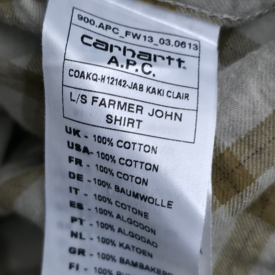 [S] 칼하트 x A.P.C. 체크 셔츠 상품이미지6