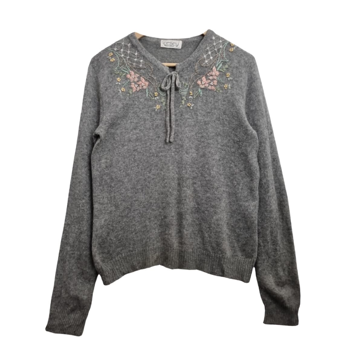 CESEY 빈티지 그레이 자수 니트  상품이미지1