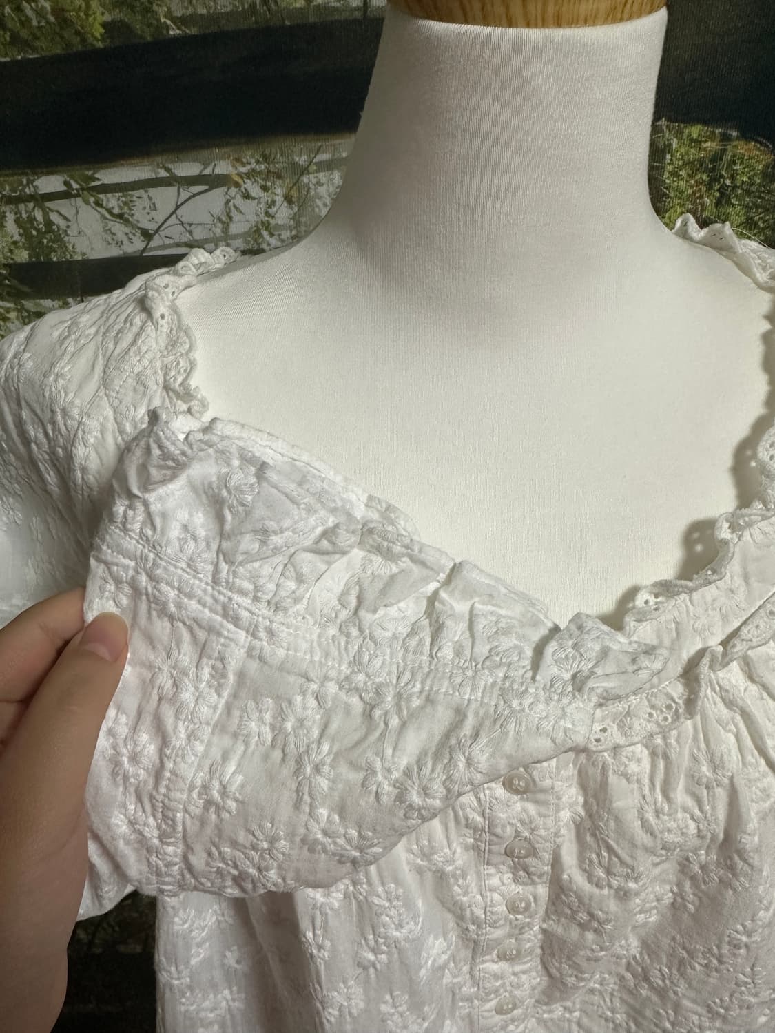 빈티지 꽃자수 화이트 레이스 블라우스 모리 모리걸 아오이유우 상품이미지4