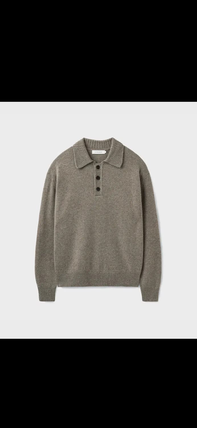 유니온블루 카키 브라운 버튼 니트 상품이미지1